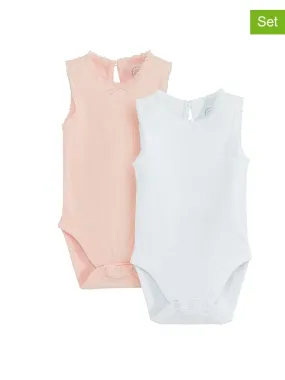 2-delige set: rompers lichtroze/wit