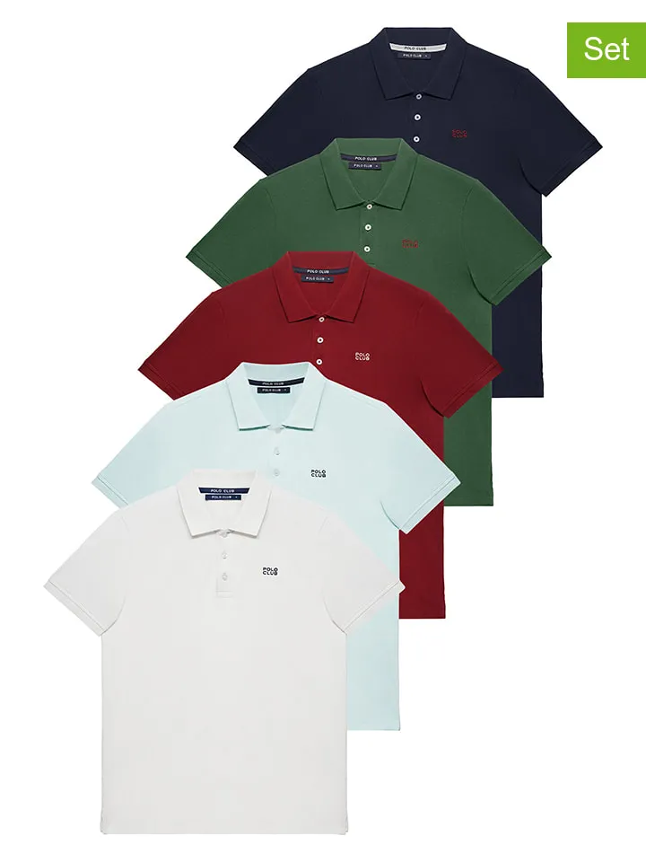 5DELIGE SET: POLOSHIRTS MEERKLEURIG