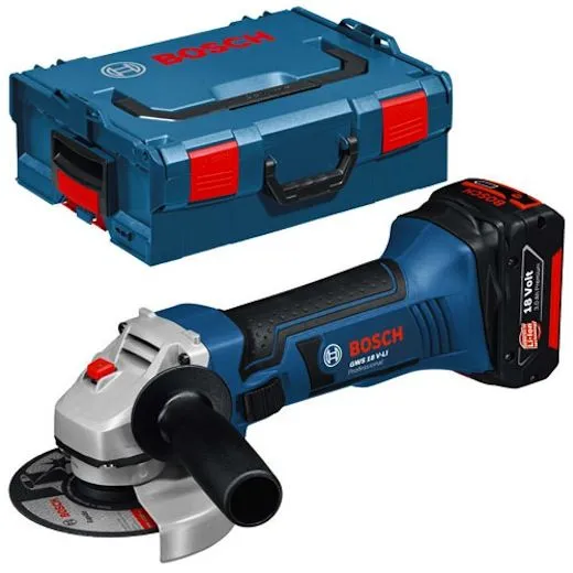 BOSCH GWS 18VLI ACCU HAAKSE SLIJPER 115 MM 18V 3,0AH + LBOXX KOFFER