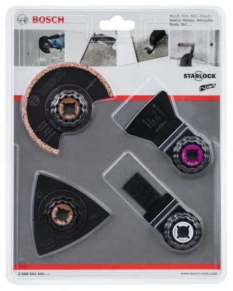 BOSCH Set voor tegelwerk, 4 stuks ACZ 85 RT3 (1x); AVZ 78 RT2 (1x); ATZ 52 SC (1x); AIZ 20 AB (1x) 2608661695