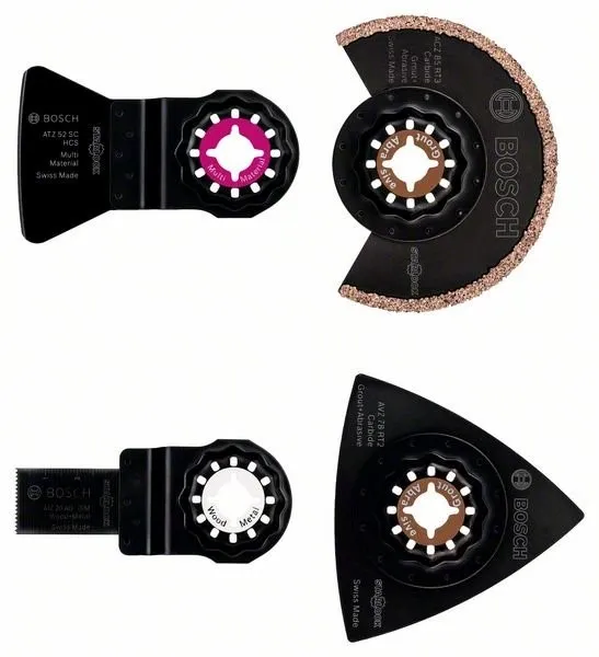 BOSCH Set voor tegelwerk, 4 stuks ACZ 85 RT3 (1x); AVZ 78 RT2 (1x); ATZ 52 SC (1x); AIZ 20 AB (1x) 2608661695