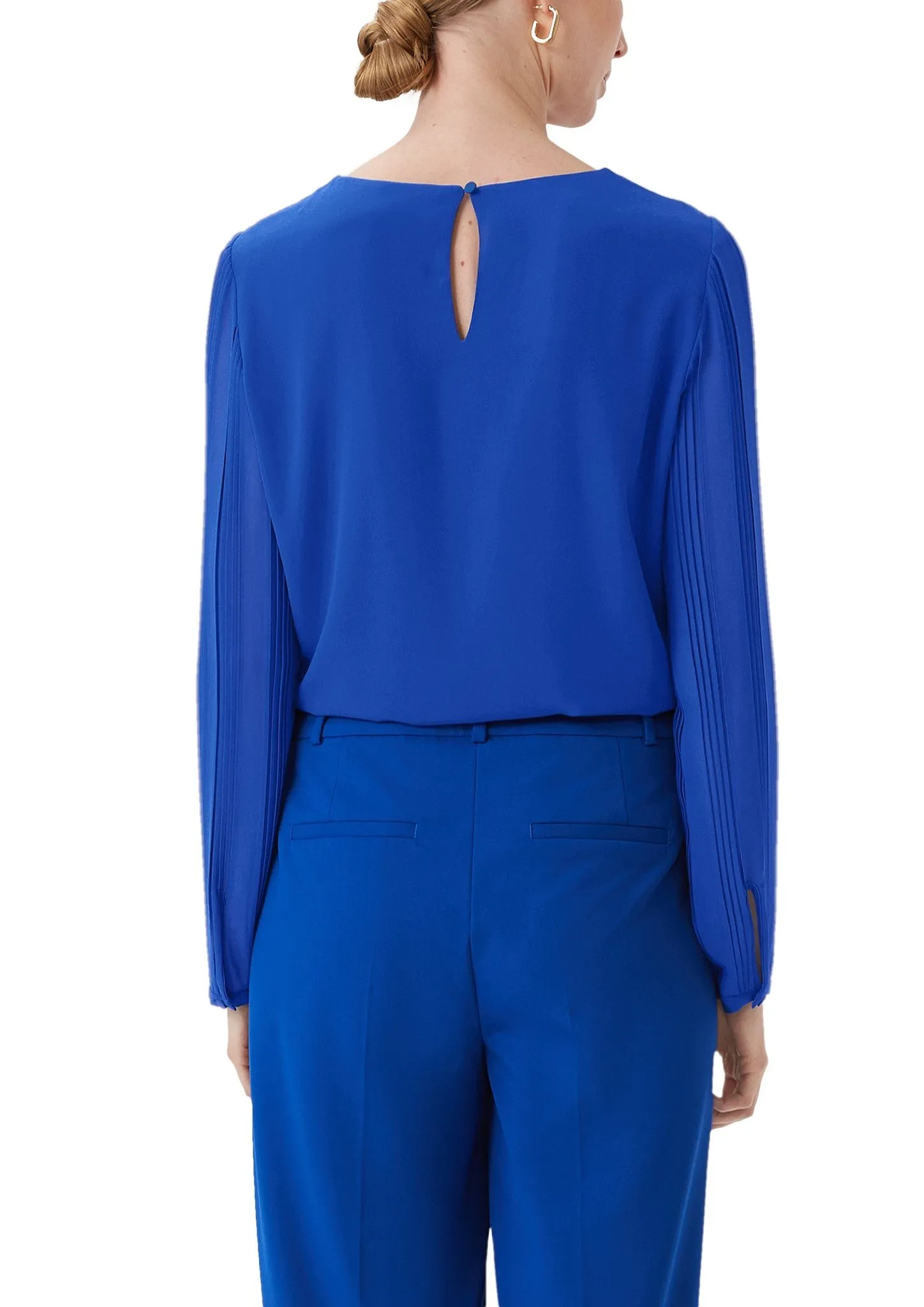 Comma blousetop met textuur blauw