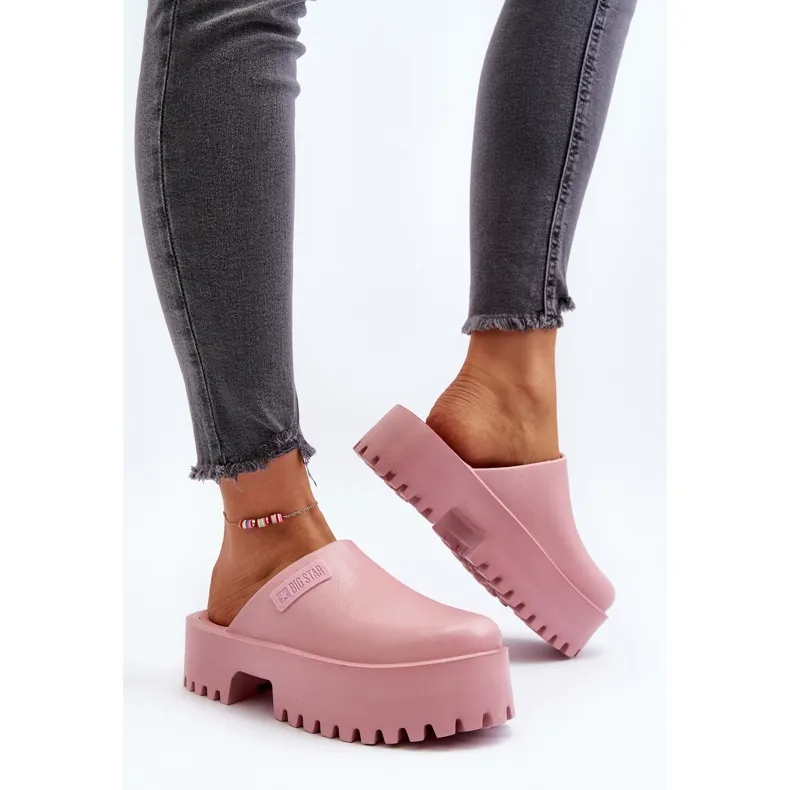 Damesslippers op massieve zool Big Star NN274020 roze
