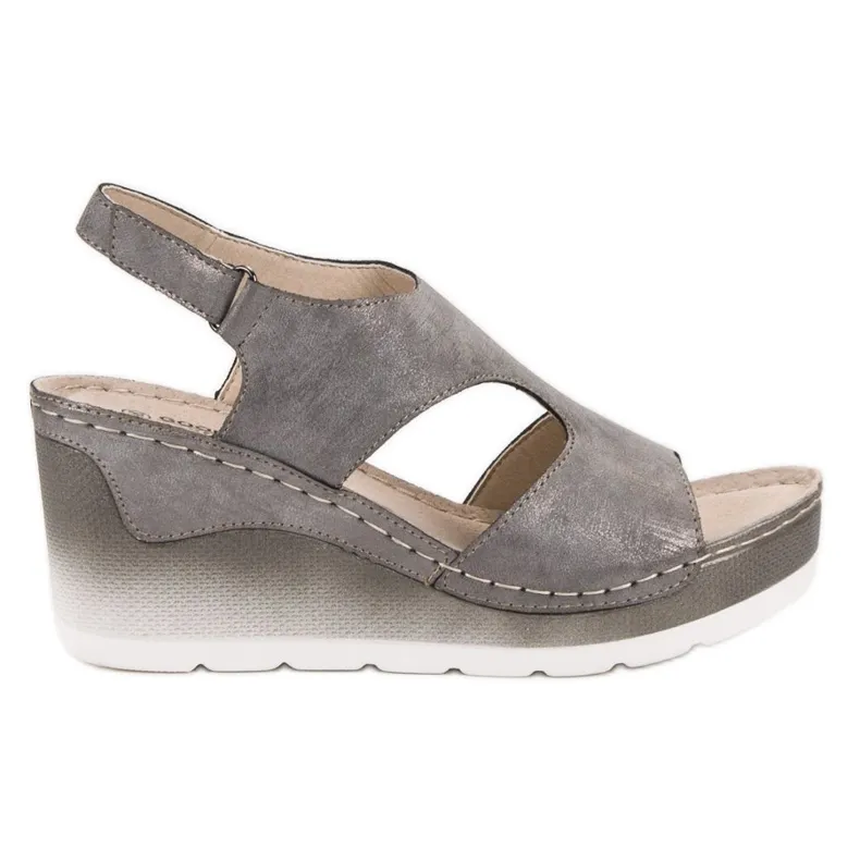 Goodin Comfortabele sandalen met sleehak grijs