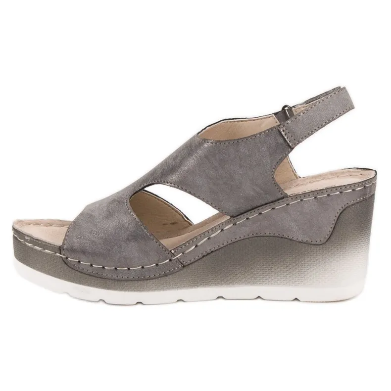 Goodin Comfortabele sandalen met sleehak grijs