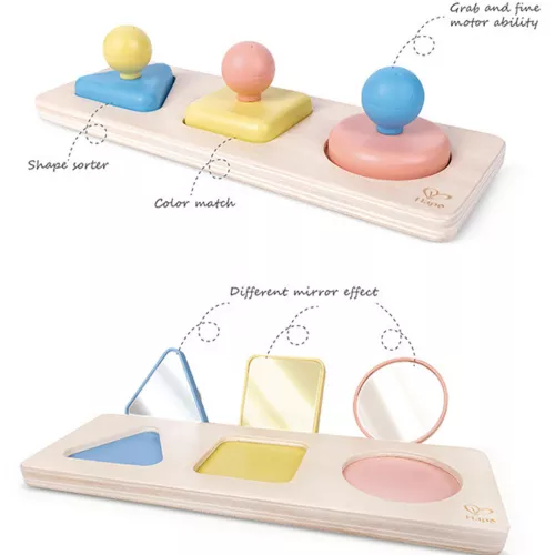 HAPE PUZZEL VORMEN MET SPIEGEL  3ST