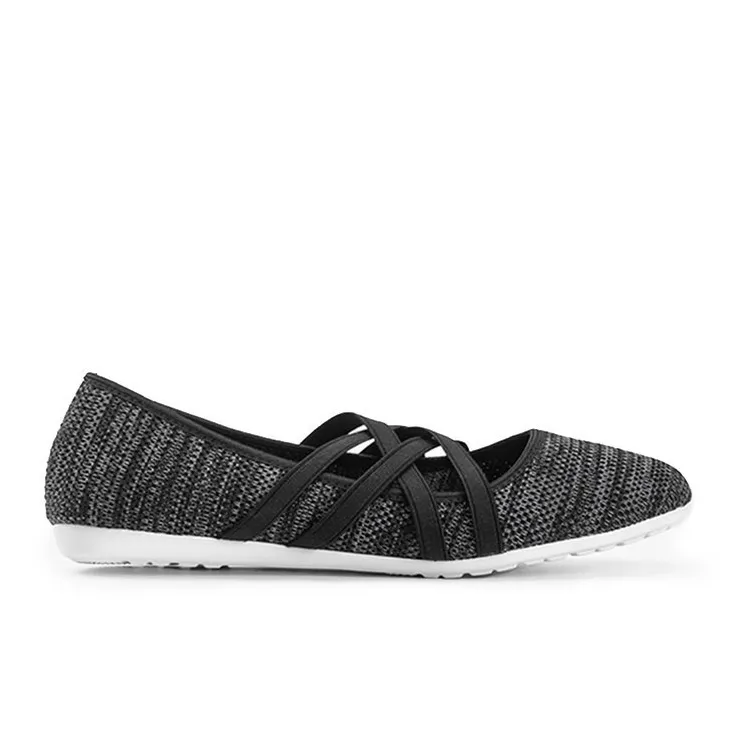 Janae zwarte textiel ballerina's grijs