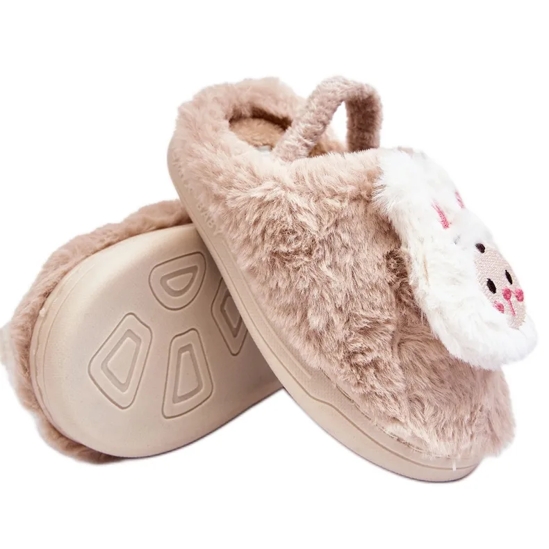 Kinderpantoffels met konijnenbont Beige Dicera