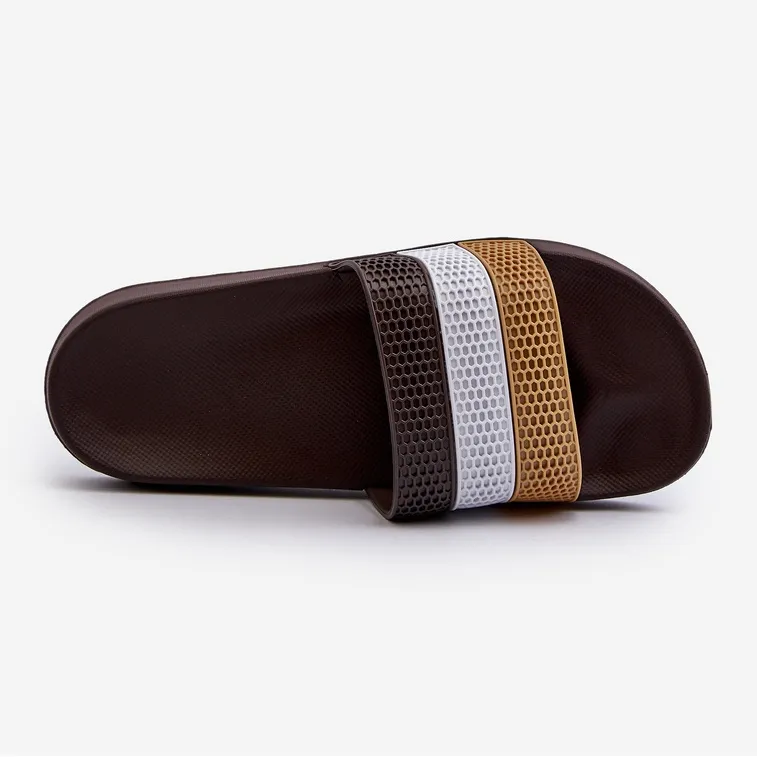 Klassieke herenslippers met bandjes, bruin Sylri