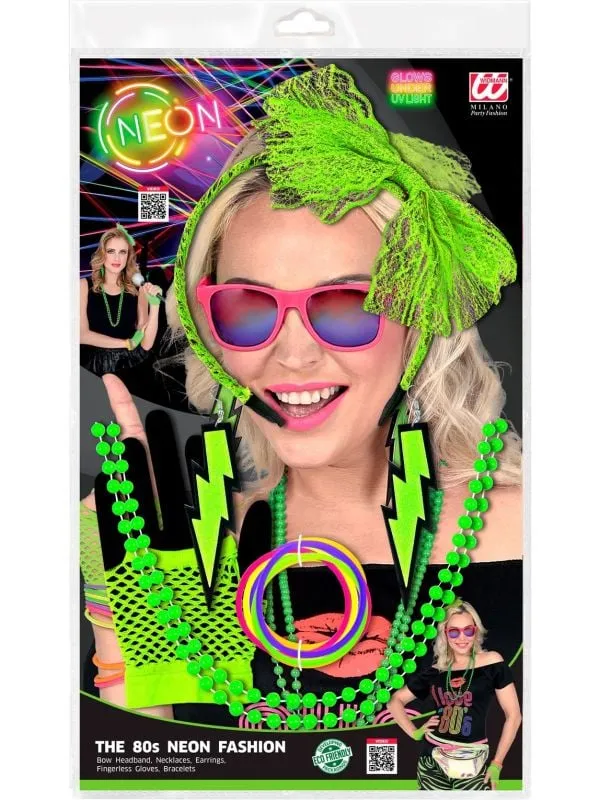Neon accessoire set 80s groen