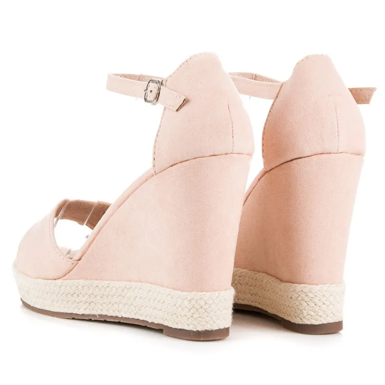 Seastar Suède sandalen met sleehak roze