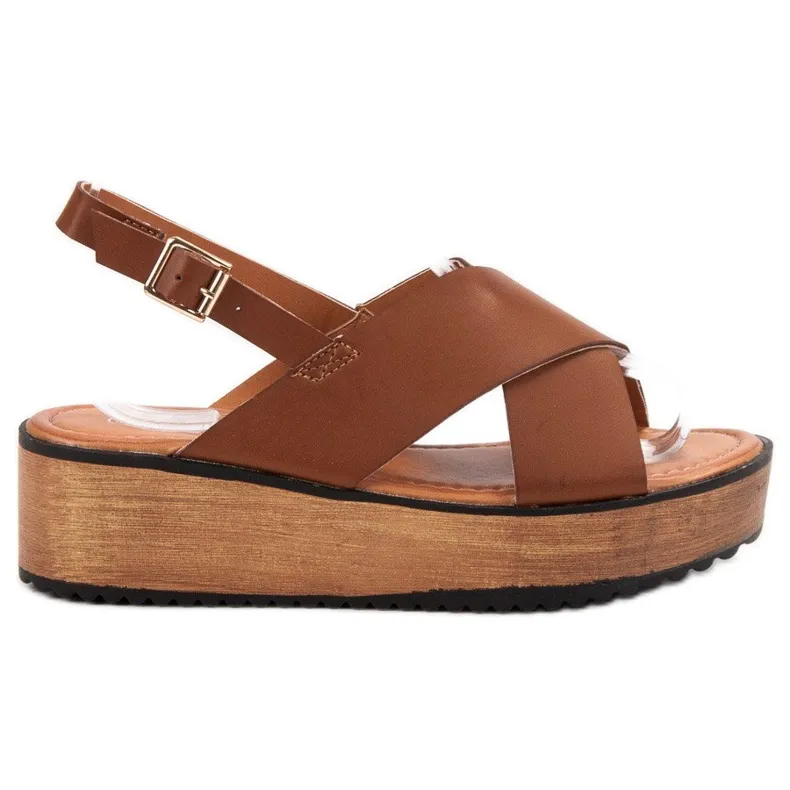 SHELOVET Sandalen op het platform bruin