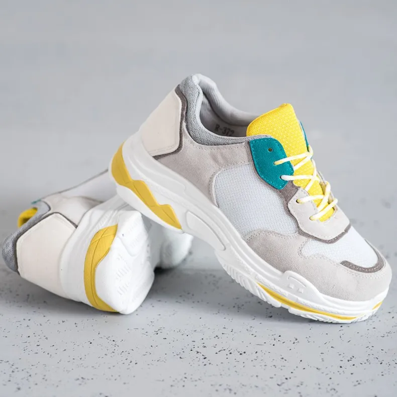 SHELOVET Sportschoenen met veters grijs geel