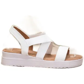 SHELOVET Witte sandalen met elastiek