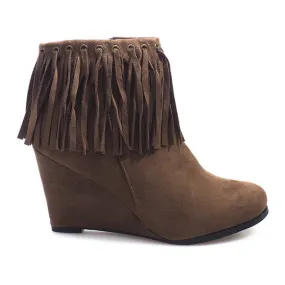 Suède slofjes op sleehak Boho 6257-15 Khaki veelkleurig groente