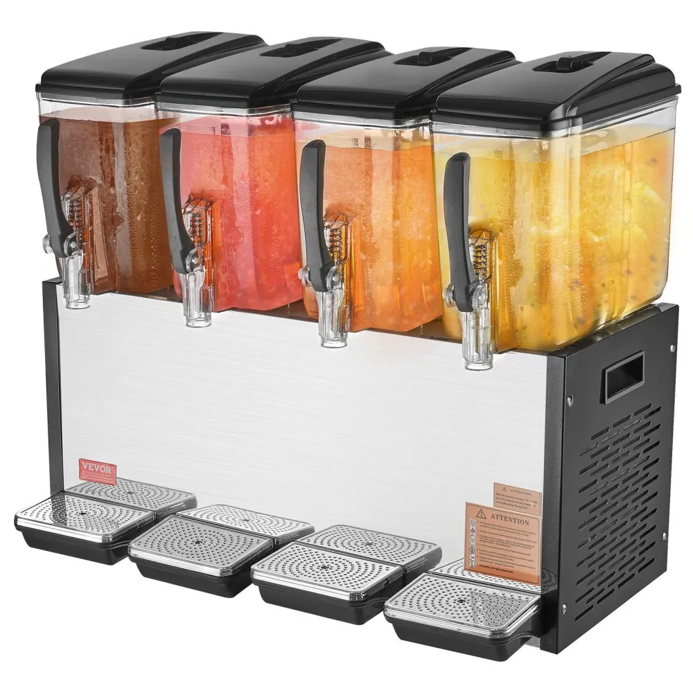 VEVOR Commerciële Drankdispenser 4x12L Dispenser Koude Sappen IJsdranken