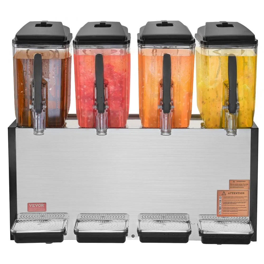 VEVOR Commerciële Drankdispenser 4x12L Dispenser Koude Sappen IJsdranken