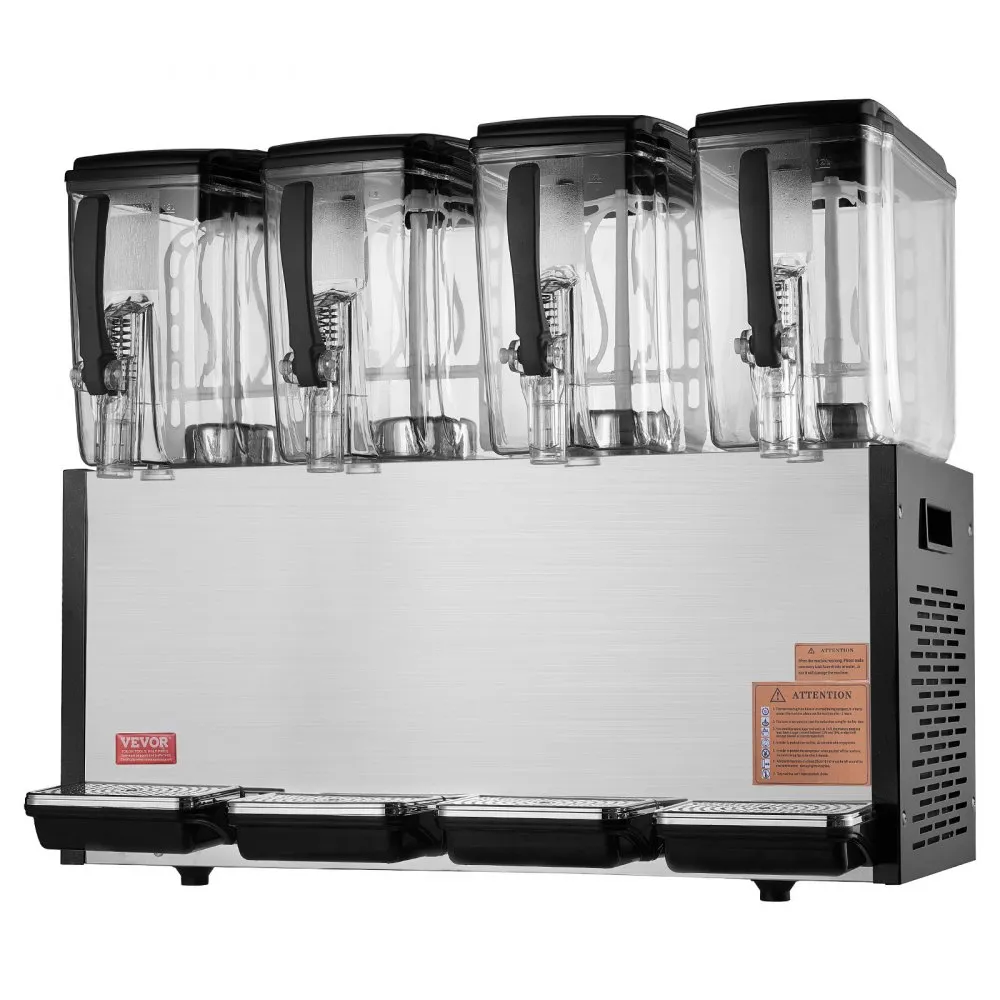 VEVOR Commerciële Drankdispenser 4x12L Dispenser Koude Sappen IJsdranken