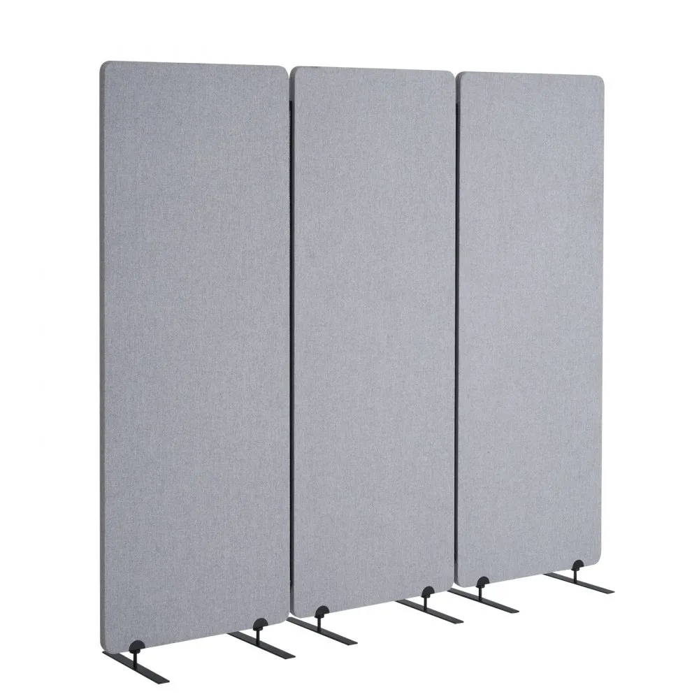 VEVOR scheidingsscherm 184cm 3 panelen kantoor privacyscherm lichtgrijs