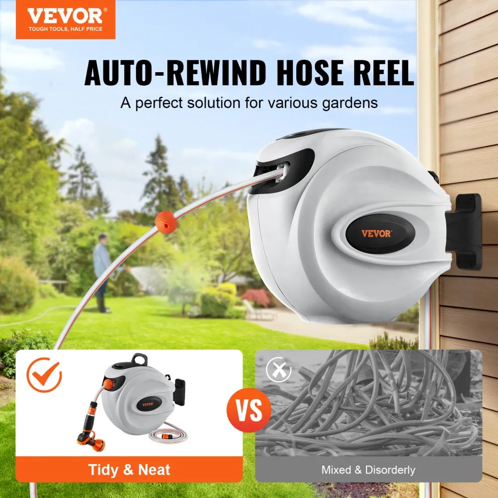 VEVOR Tuinslang Haspel muurslangenbox 20mx12mm slanghaspel tuinslanghaspel