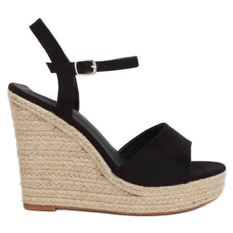 ZWARTE ESPADRILLES OP SLEEHAKKEN LL190 ZWART