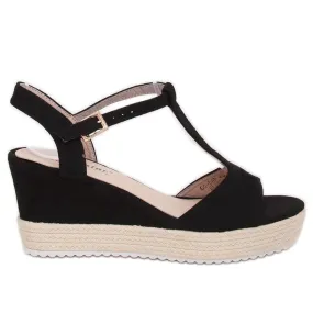 Zwarte GG-60P Zwarte sandalen met sleehak
