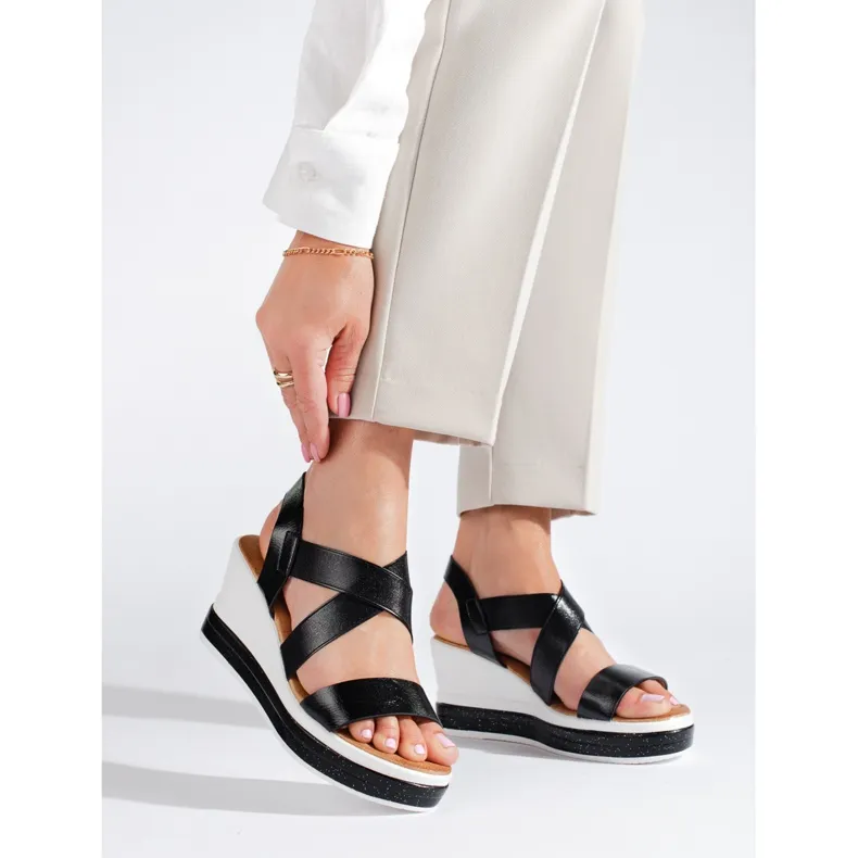 Zwarte Shelovet sandalen met sleehak